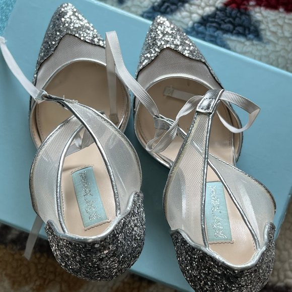 Blue By Betsey Johnson Silver Glitter Stela Pump Heels Size 7 - Picture 7 of 12